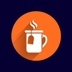 Cup of hot tea icon vector logo