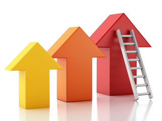 3d Stair leading an arrow. Success concept.