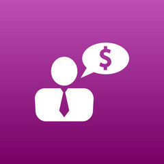 Happy Asian woman standing in front dollar icon