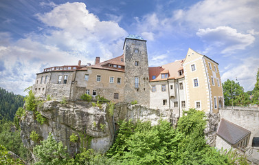 Fototapeta na wymiar Fisheye lens photo of Hohnstein castle, Germany.