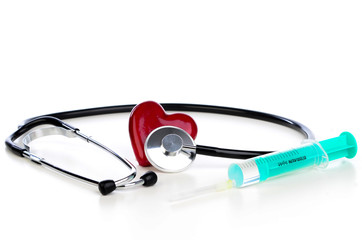 Stethoscope Herz und Spritze