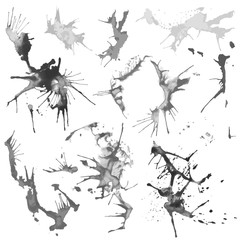 Black and White Water Color Splash Stains