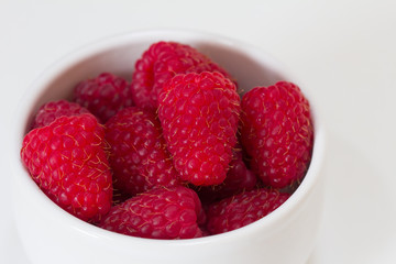 A Bowl of Raspberries, close up