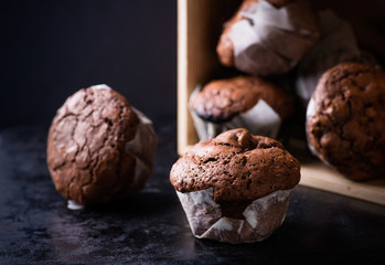 Chocolate muffins with nuts
