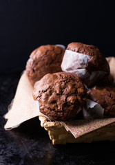 Chocolate muffins with nuts