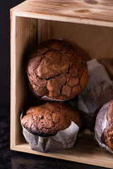 Chocolate muffins with nuts