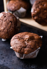 Chocolate muffins with nuts