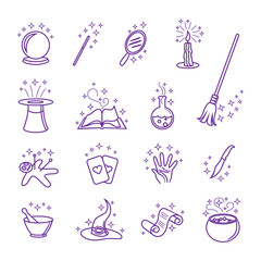 Vector magic icons in line style