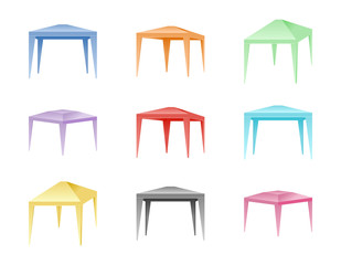 Vector set of color folding tents
