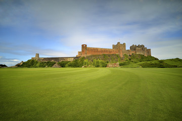 Fototapeta na wymiar Bamburgh castle, Northumberland taken from the North looking South - panorama