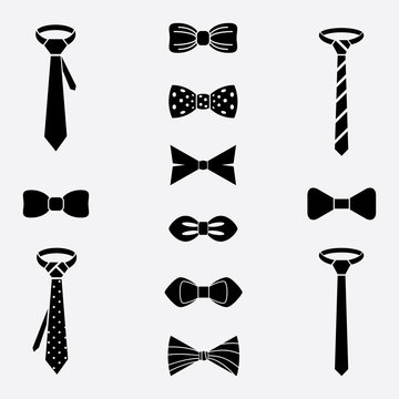 Vector tie and bow icons set