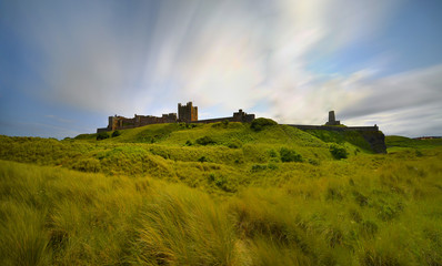 Naklejka na ściany i meble Bamburgh castle, Northumberland taken from the North looking South - panorama