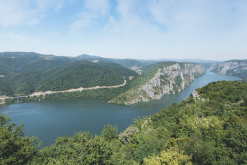 Fototapeta na wymiar Danube gorge Iron Gate. Landscape in the Danube Gorges