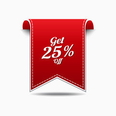 Get 25 Percent Red Vector Icon Design