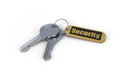 Keys over white background
