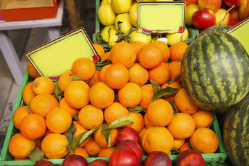 Fruits market/Fresh oranges at market.Very shallow depth of field.Organic food