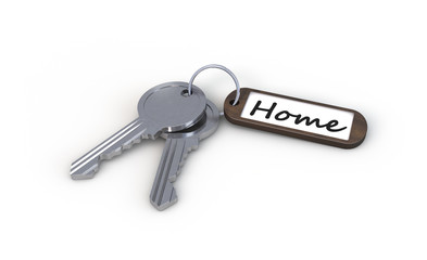 Keys over white background
