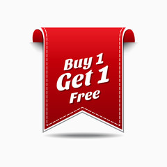 Buy 1 Get 1 Free Red Vector Icon