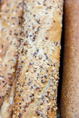 French cereal breads and baguette