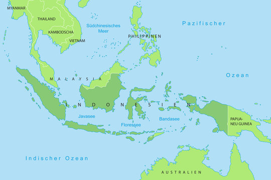 Indonesien - Karte in Gr&uuml;n