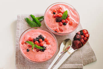 Neapolitan ice cream with berries
