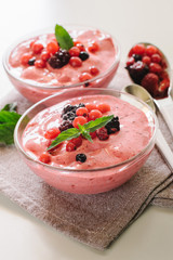 Neapolitan ice cream with berries