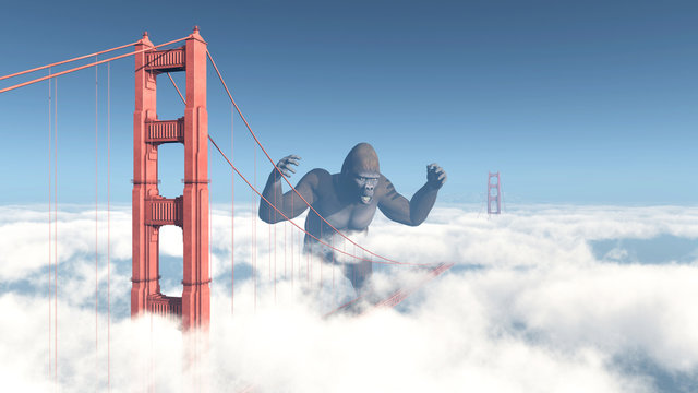 Golden Gate Bridge and Giant Gorilla