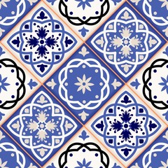 Gorgeous seamless patchwork pattern from colorful Moroccan tiles