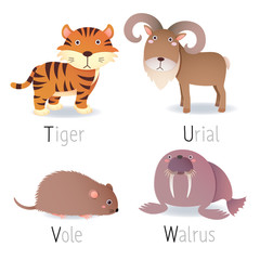 Alphabet with animals from T to W Set 2