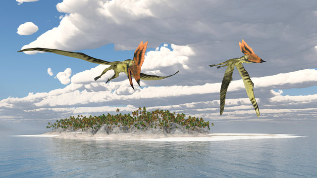 Pterosaur Thalassodromeus over an island