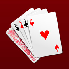 Four aces playing cards. Photorealistic vector illustration