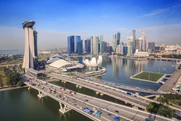 Foto op Plexiglas Singapore city skyline © Noppasinw