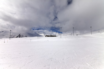 Ski slope in wind day before storm