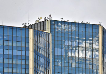 Reflex of sky in windows