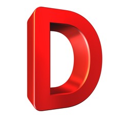 Red 3d letter D isolated white background
