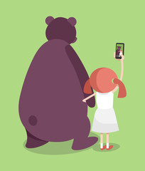 Selfie girl with bear