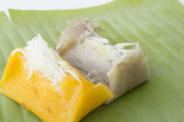 Sweet Thai banana coconut milk ingredients concept
