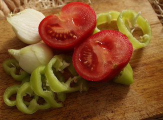 fresh vegetables on wooden cutting board