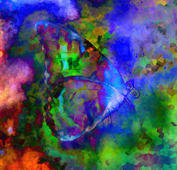 Obraz na płótnie Canvas illustration of a color butterfly, mixed medium, abstract colo