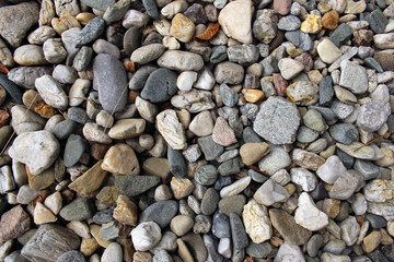 Closeup of sidewalk paved with small pebbles