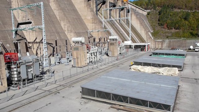 Aerial view of hydroelectric power plant
