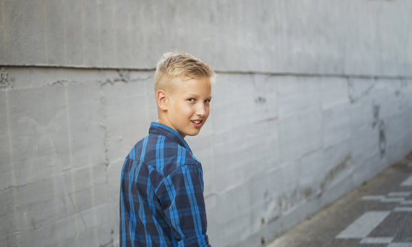 Boy's portrait in a blue shirt