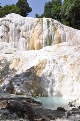 Fototapeta na wymiar Terme San Filippo, most spectacular thermal areas in Tuscany, in the province of Siena and inside the Orcia Valley Park, Italy