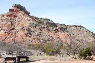 Deserted wagon in Texas canyon, USA