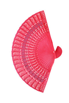 red fan isolated on white background