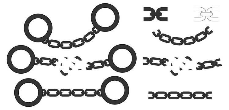 Set Of Handcuffs, Chains And Chain Brush 