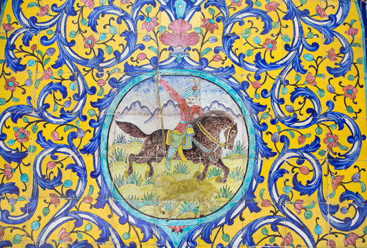Azulejo persa en el Palacio de Golestán, Iran.