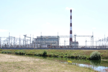 Fototapeta na wymiar Power plant - transformation station
