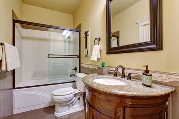 State of the art bathroom with glass shower.