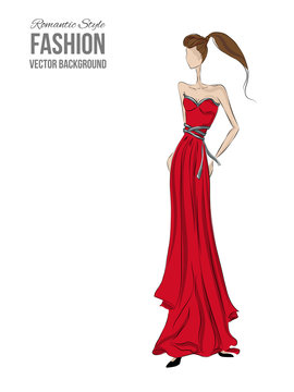 Model Romantic Dress Red